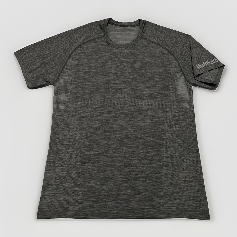 Lululemon Mens Health Vent Dark Gray Black Short Sleeve T-Shirt L Yoga Gym